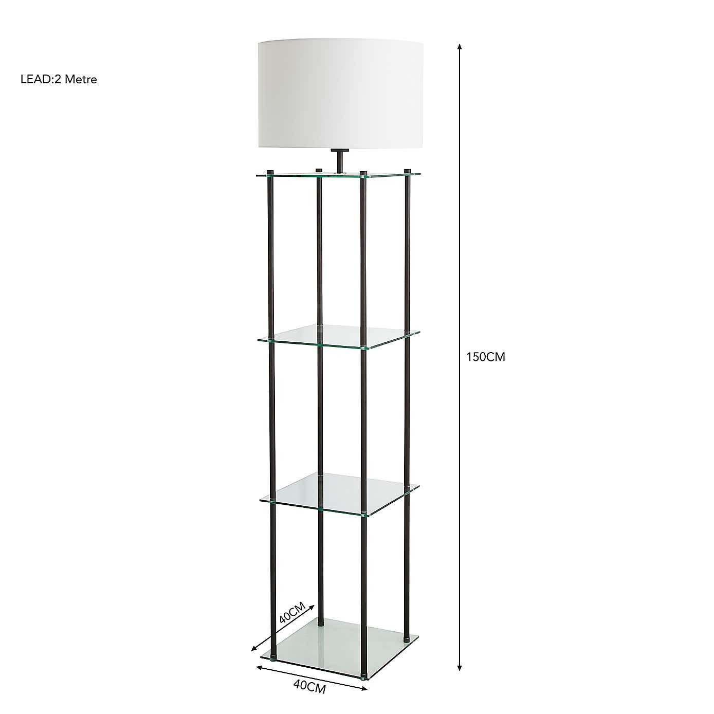 Wendell Glass Shelved Floor Lamp