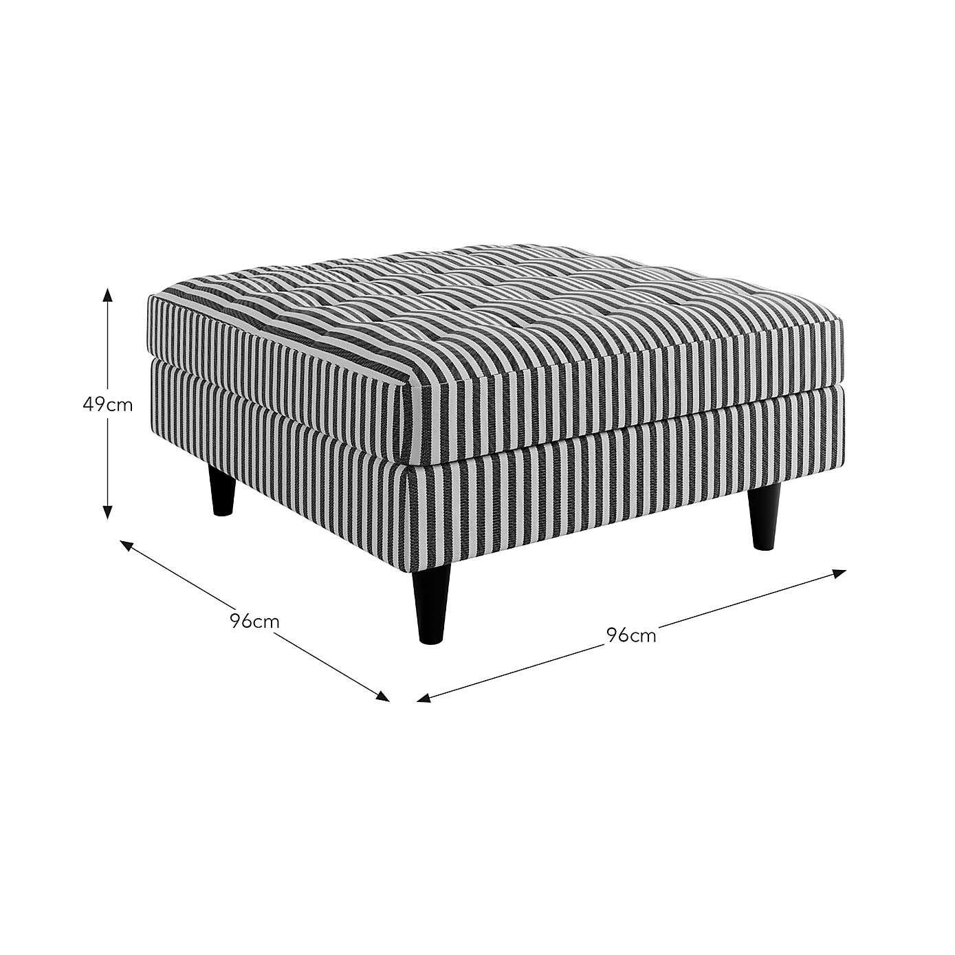 Zoe Square Storage Footstool, Pinstripe