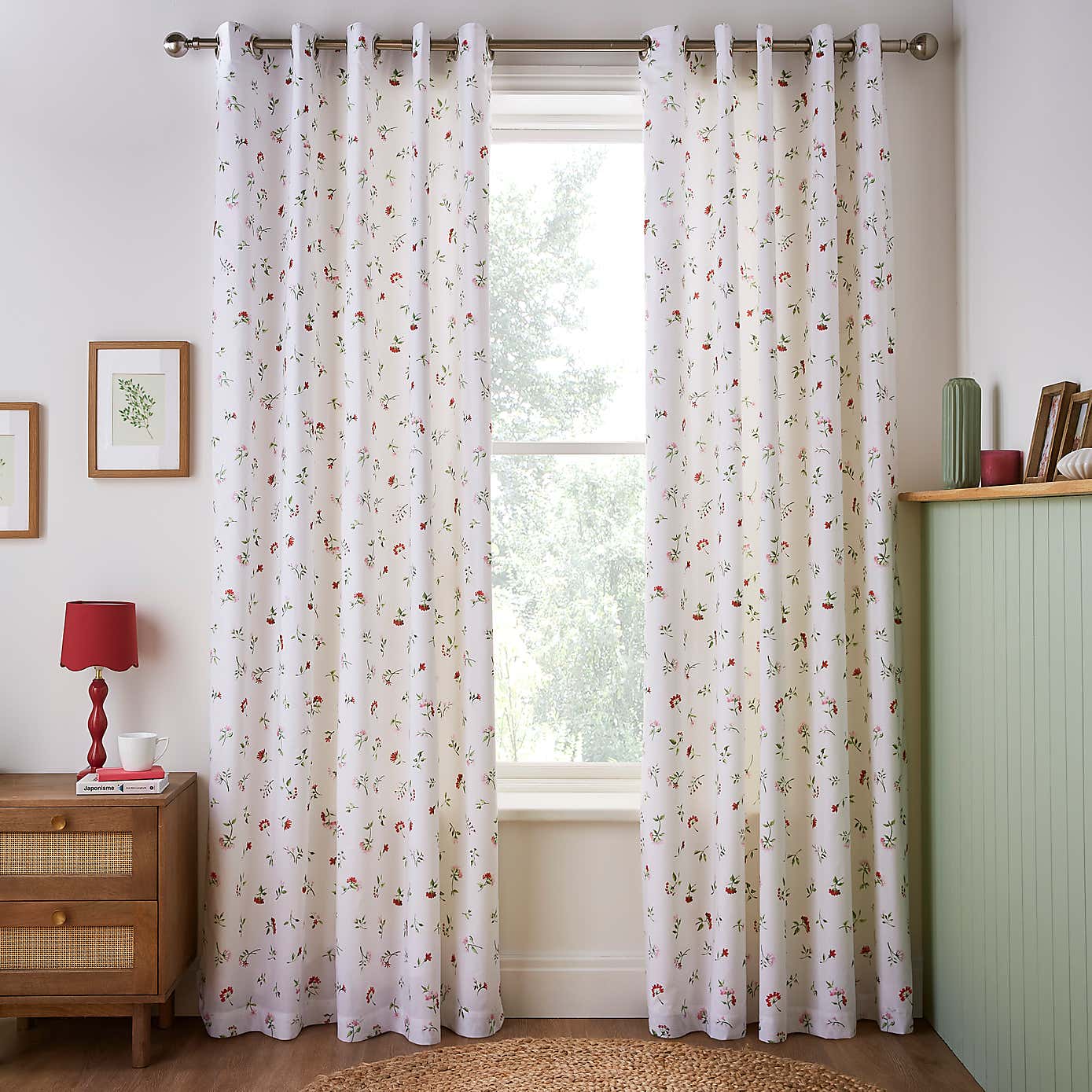 Margo Floral Cotton Blackout Eyelet Curtains