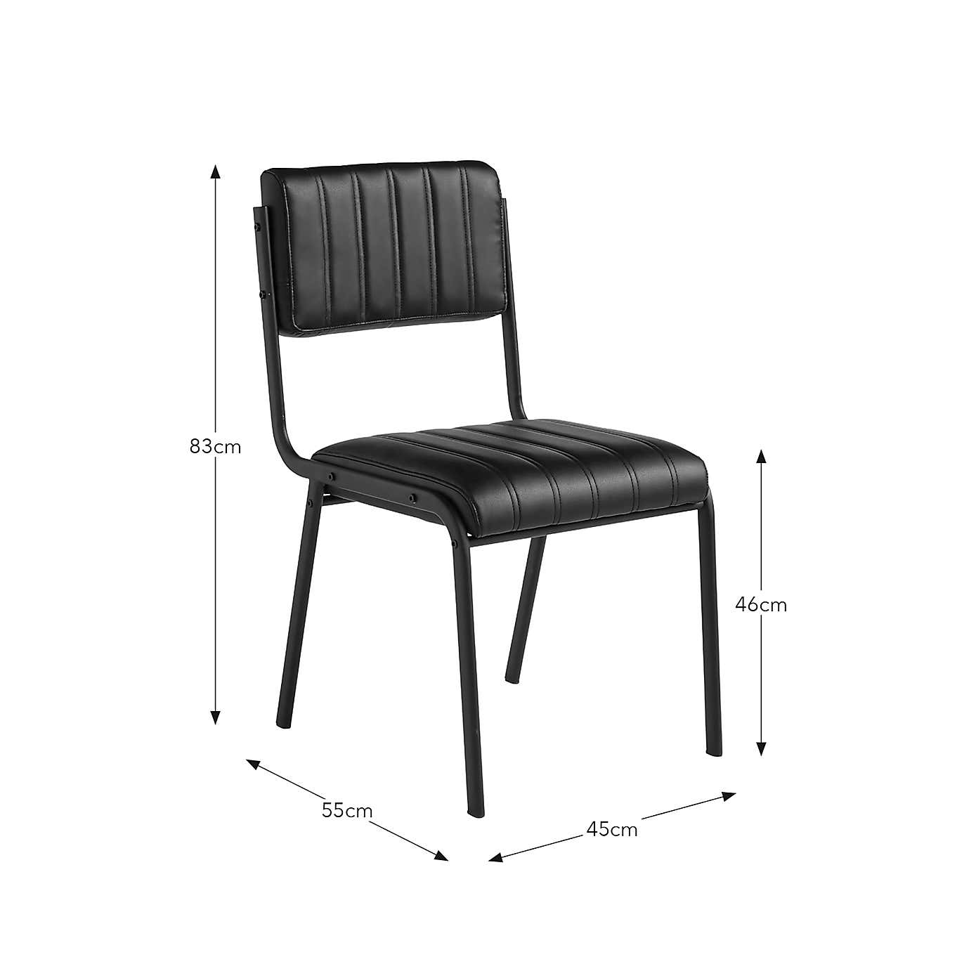 Rhys Set of 2 Dining Chairs, Faux Leather