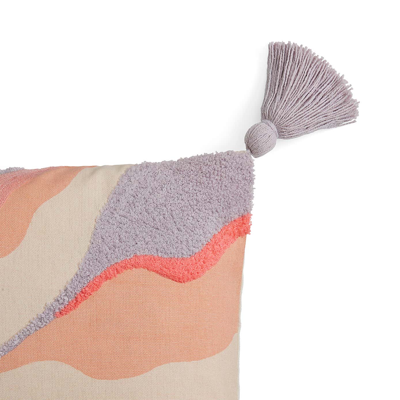 Embroidered Marble Effect Rectangle Cushion with Tassels