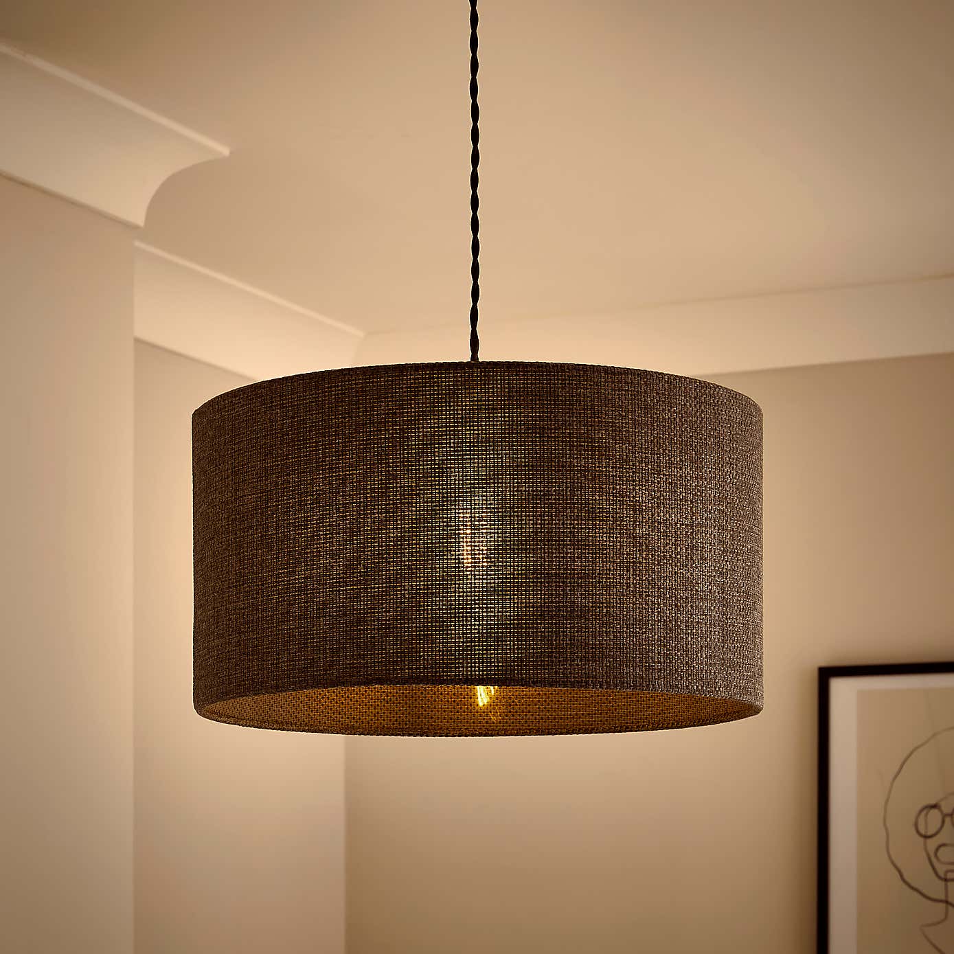 Barkweave Easy Fit Drum Lamp Shade