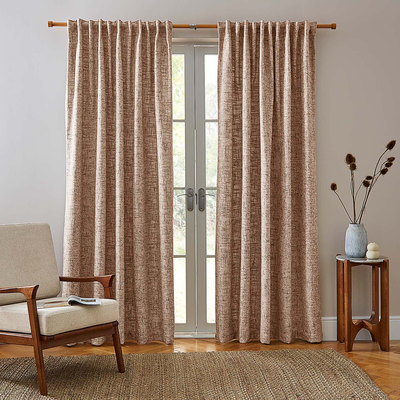 Cohen Unlined Pencil Pleat Curtains