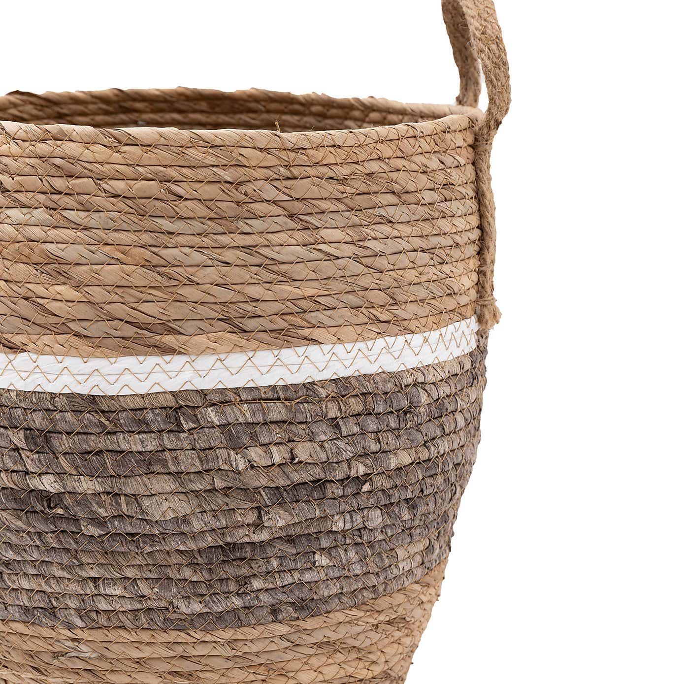 Set of 2 Woven Contrast Stripe Storage Baskets