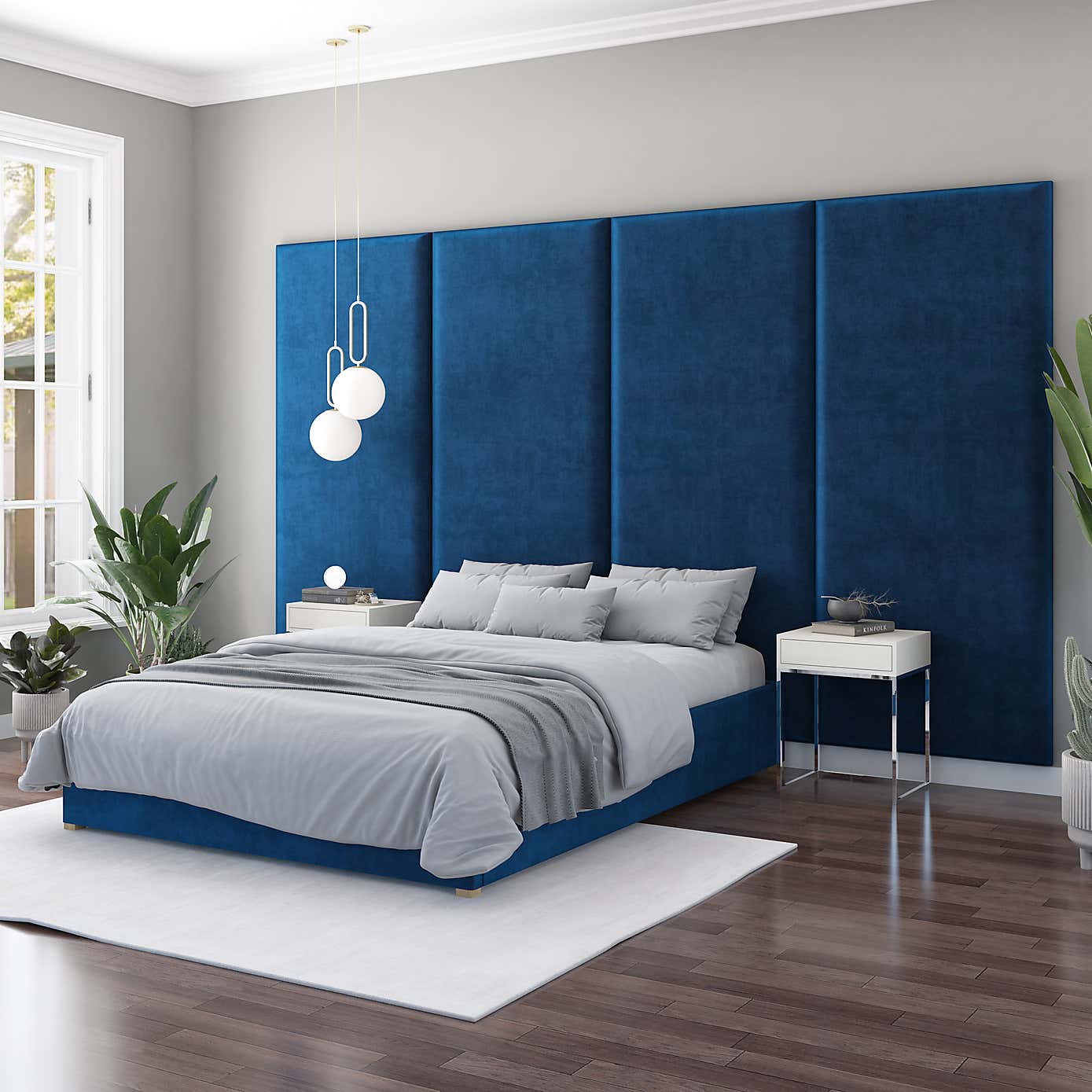 Hanging Wall Panel Dual Mount Plush Velvet Headboard