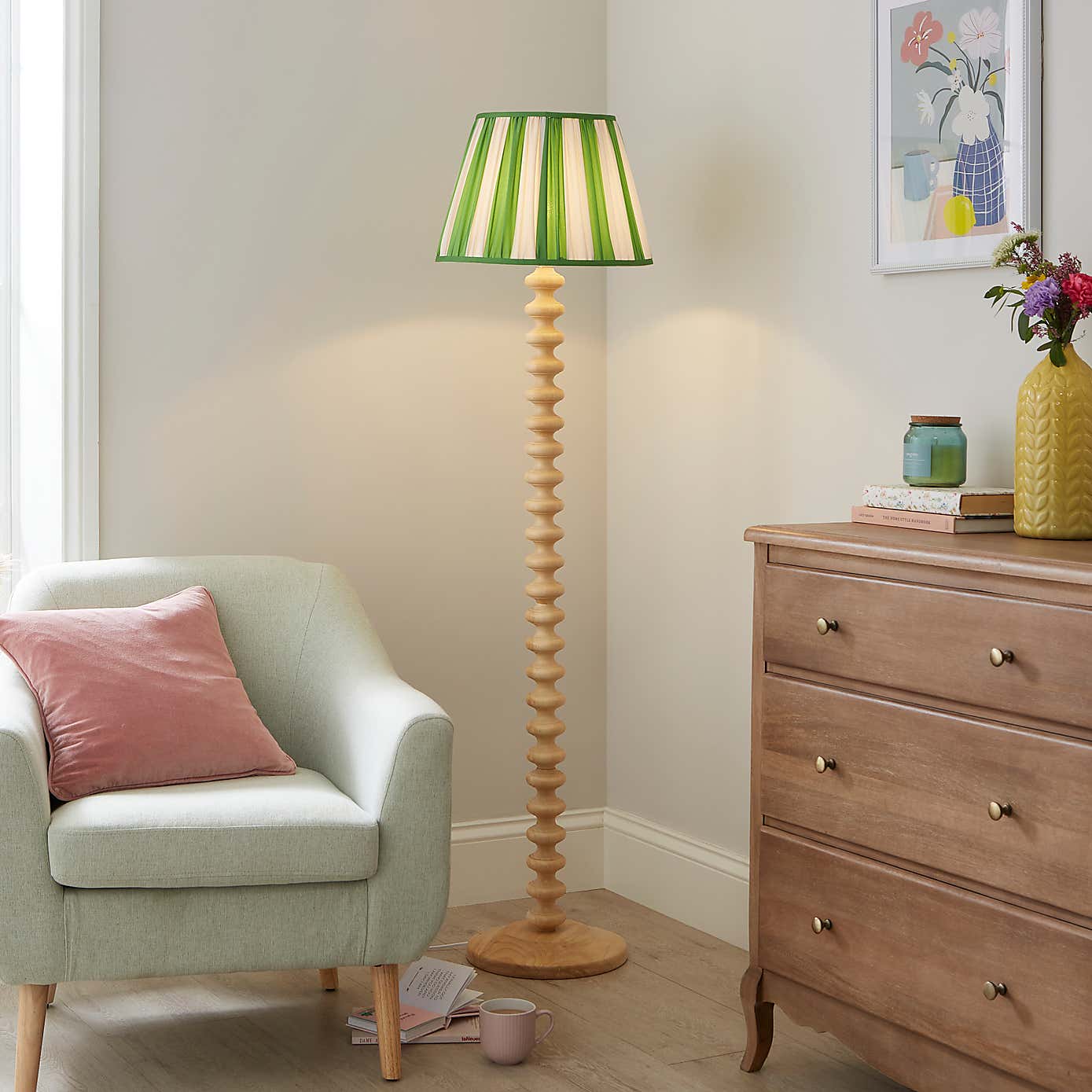 Pride & Joy Green Stripe Candle Lamp Shade