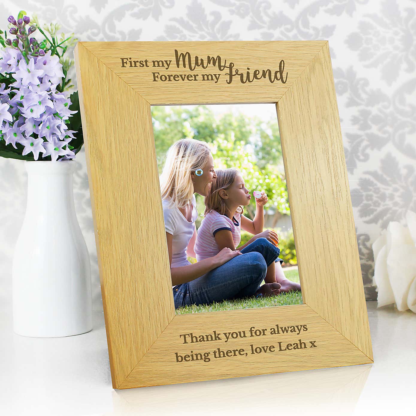 Personalised First My Mum Forever My Friend Light Wood Portrait Photo Frame