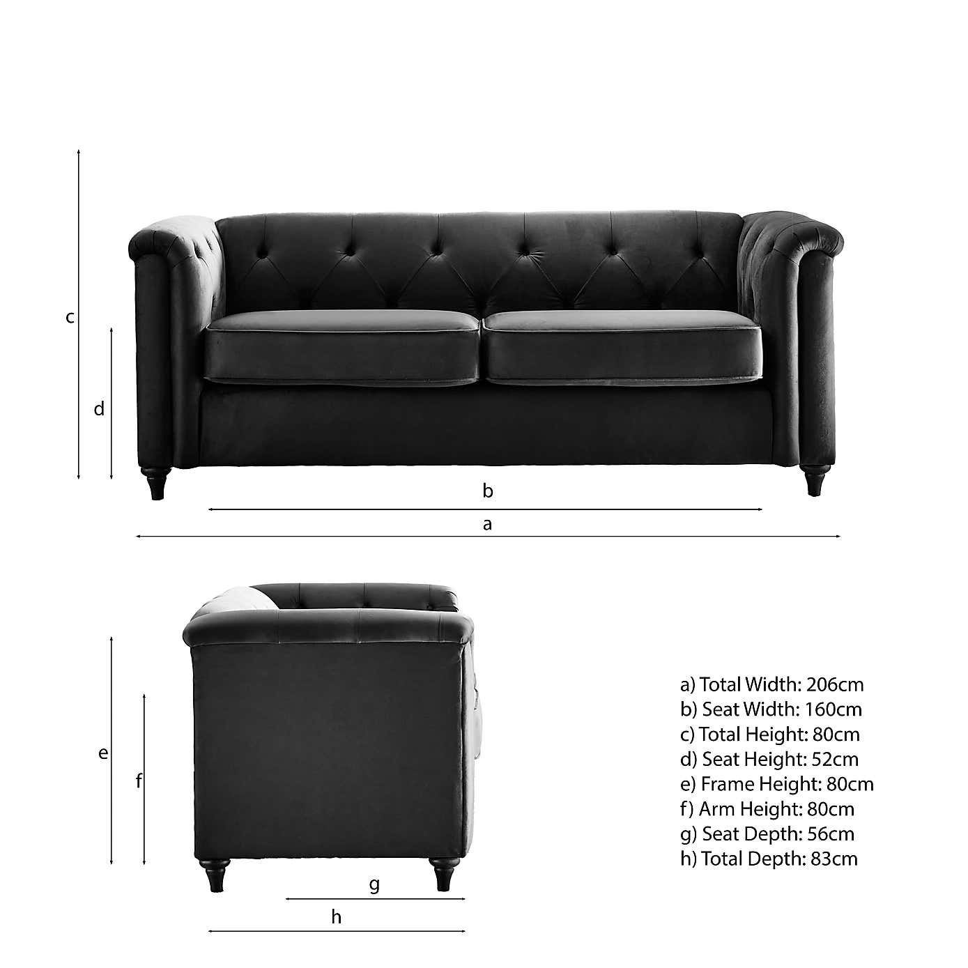 Chesterfield Opulent Velvet 3 Seater Sofa