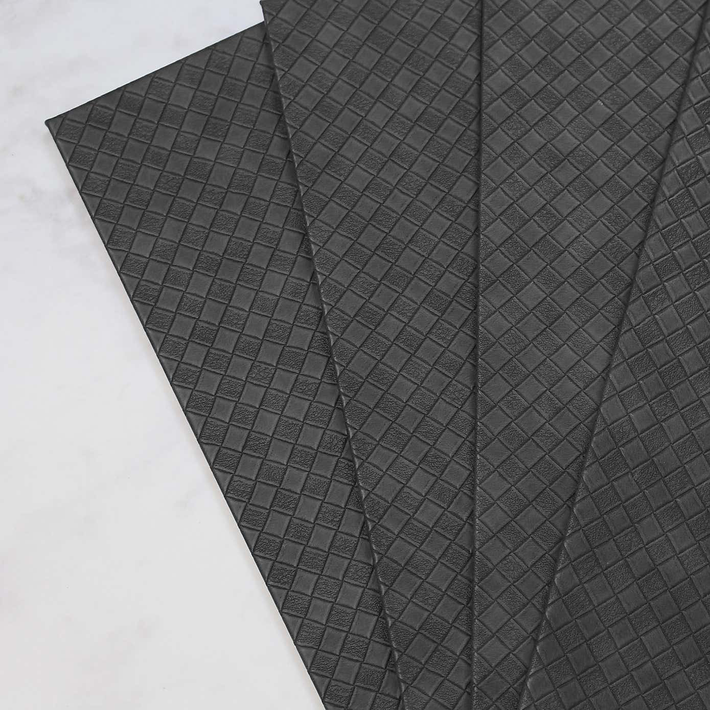 Set of 4 Grey Weave Faux Leather Placemats