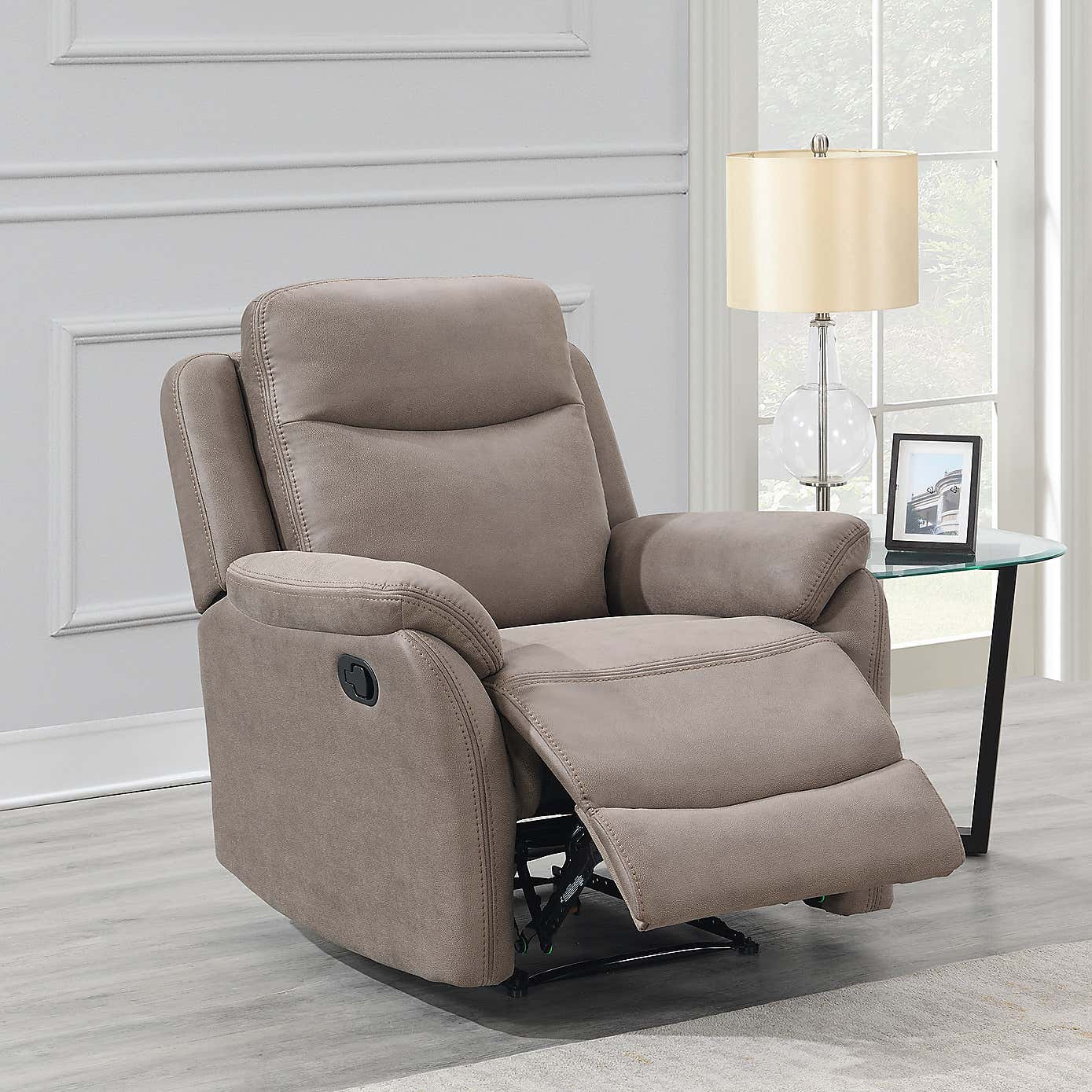 Evan Faux Suede Manual Recliner Armchair