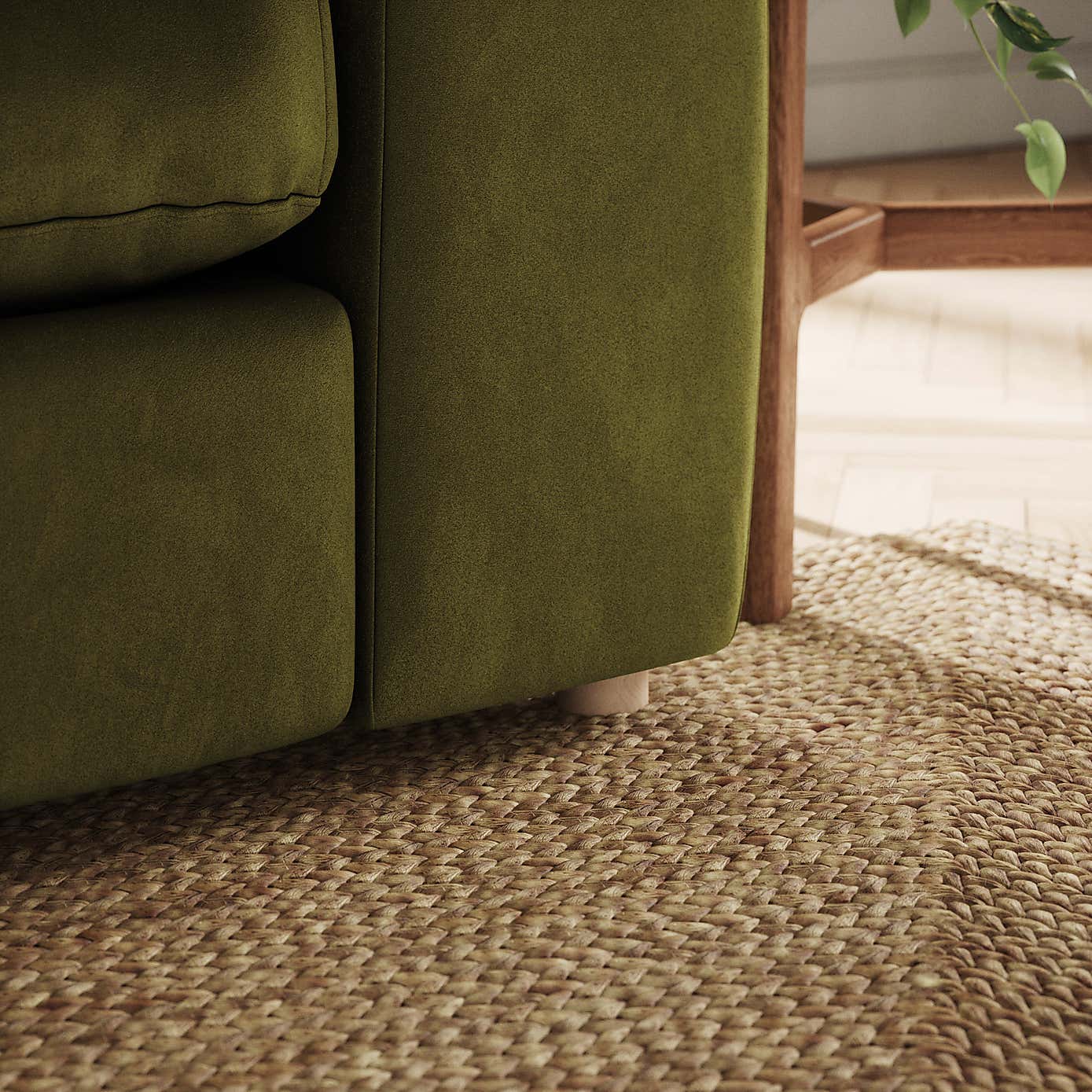 Full Circle Austin Luxury Velvet 4 Seater Sofa, Olive