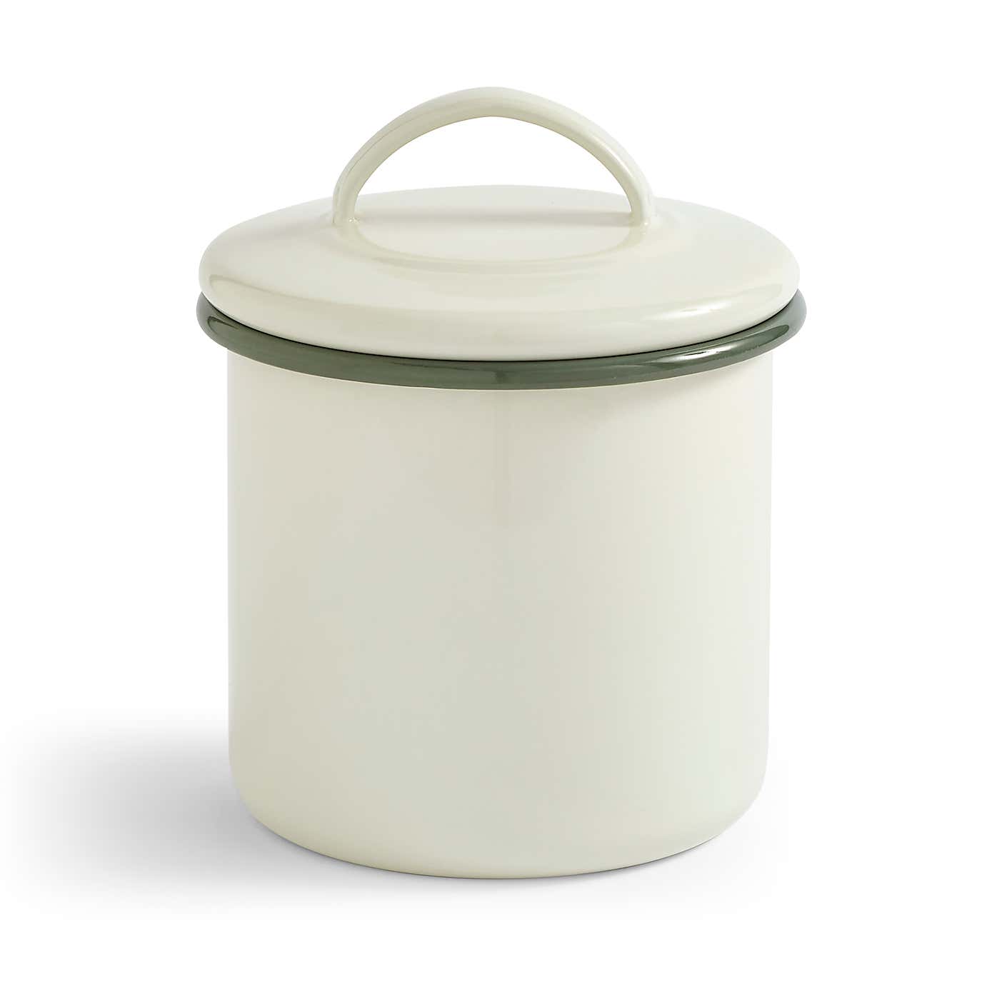 Cream and Sage Enamel Canister
