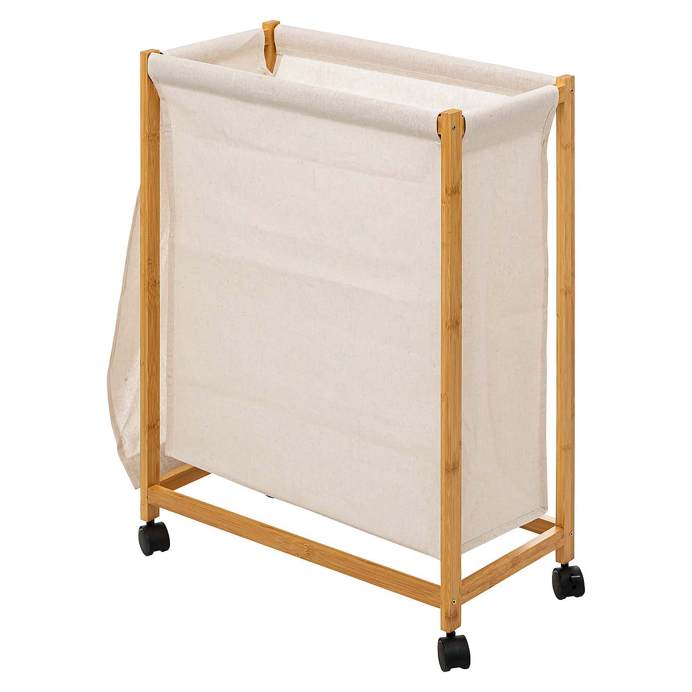 White 52L Laundry Basket on Rollers
