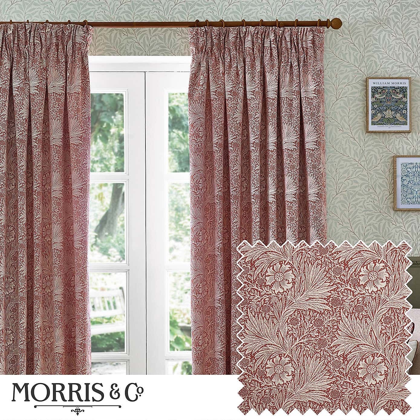 Morris & Co. Marigold Jacquard Pencil Pleat Curtains