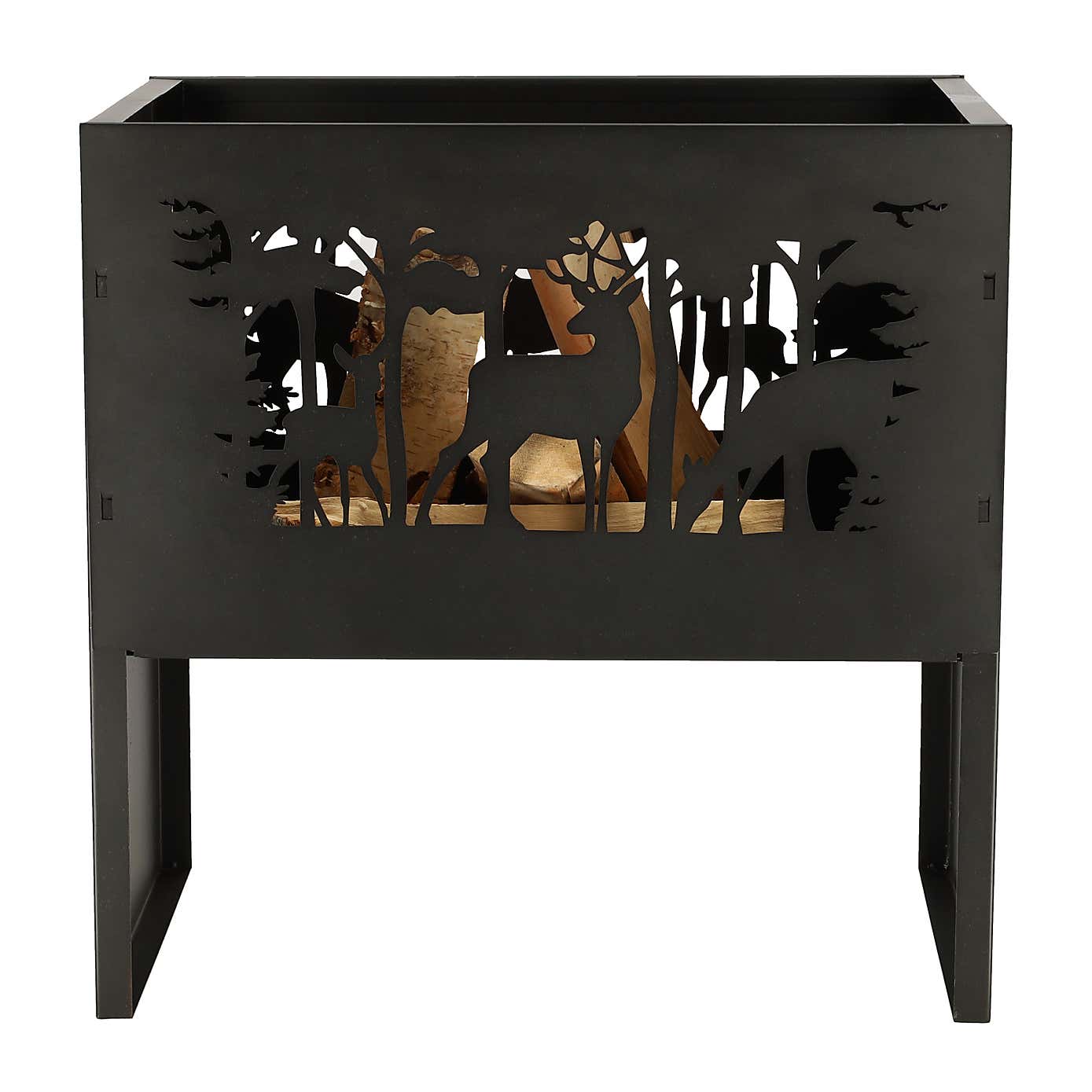 Fallen Fruits Rectangle Deer Silhouette Firebasket