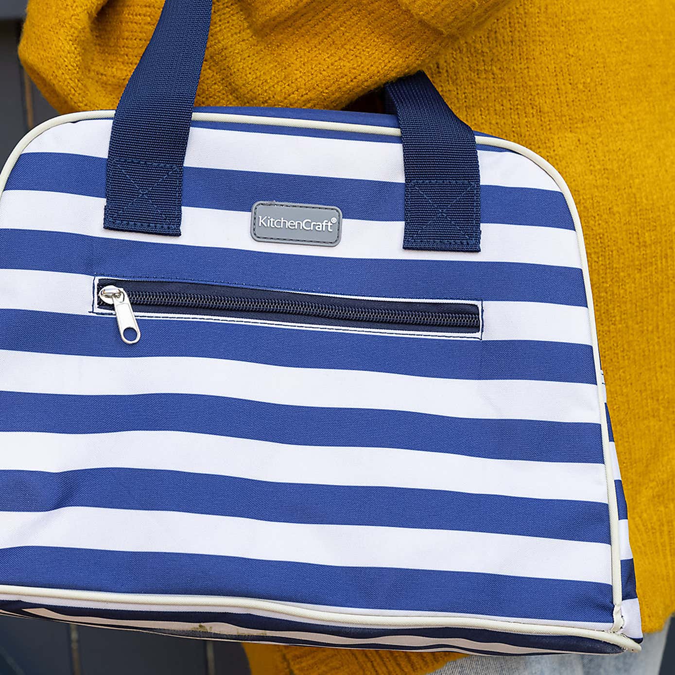 Insulated Striped Lunch Cool Bag with Strap