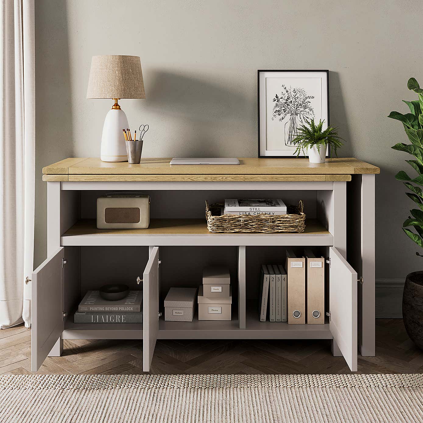 Olney Swivel Desk, Stone