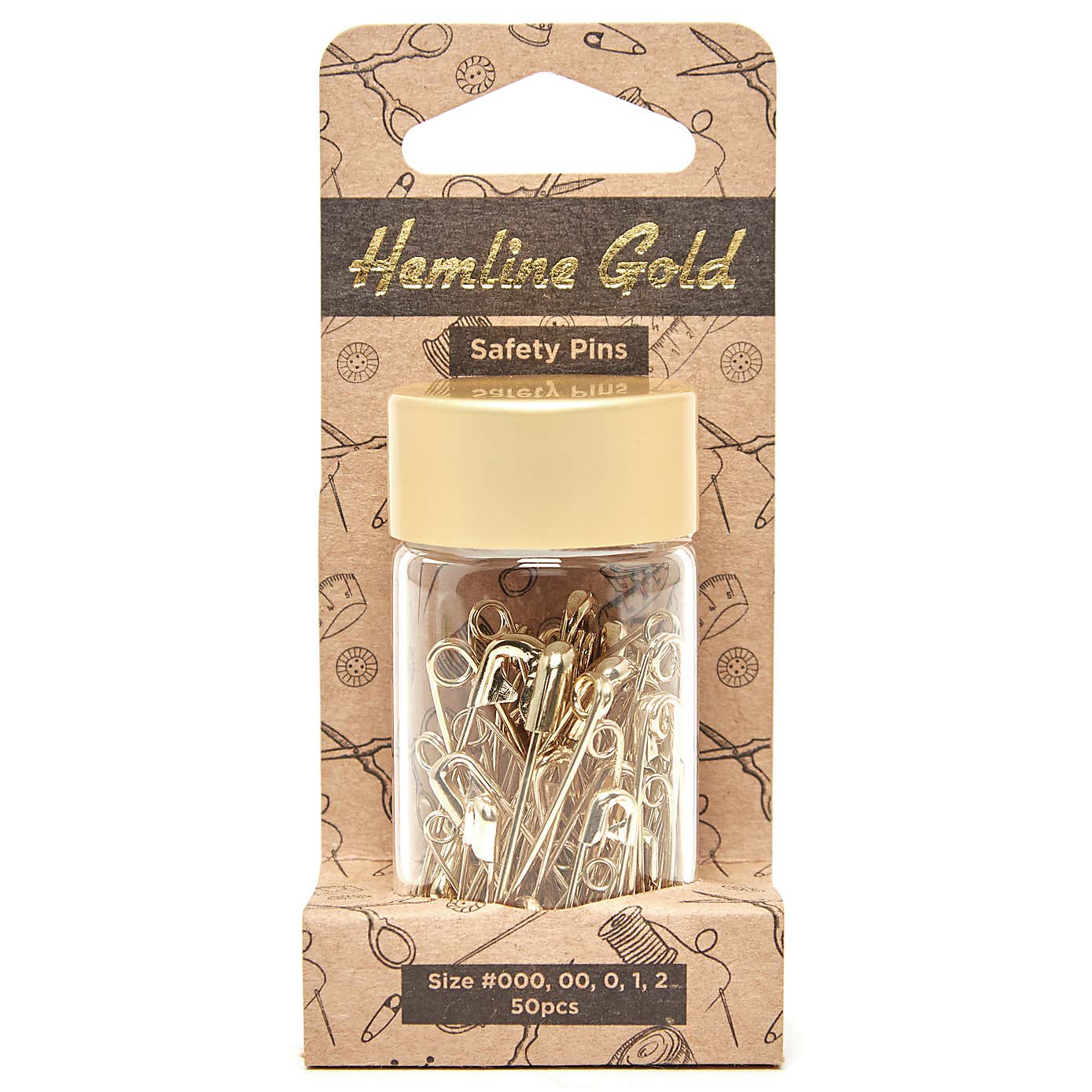 Hemline Gold Assorted Safety Pins