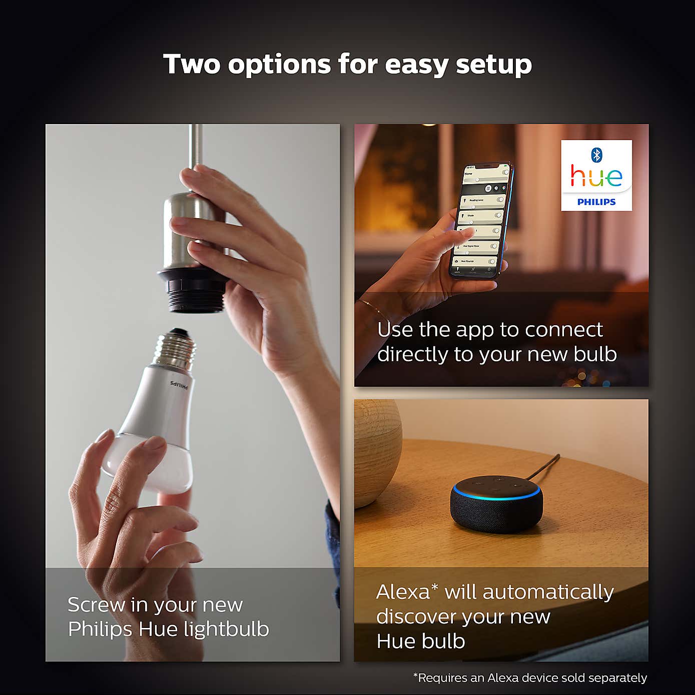 Philips HUE Smart 5.5 Watt SES LED Dimmable Candle Bulb 2 Pack