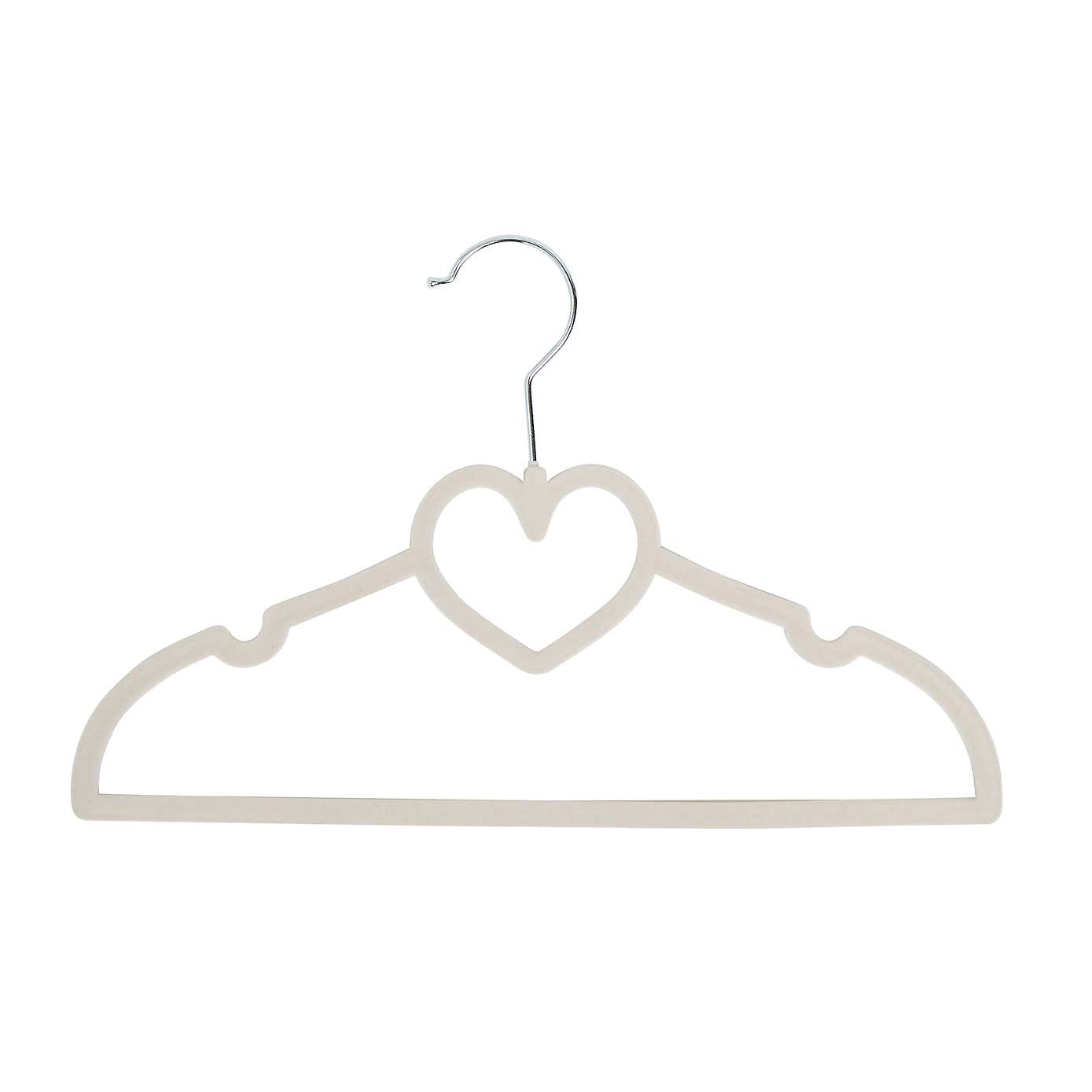 Set Of 25 Flocked Kids Heart Shaped Hangers