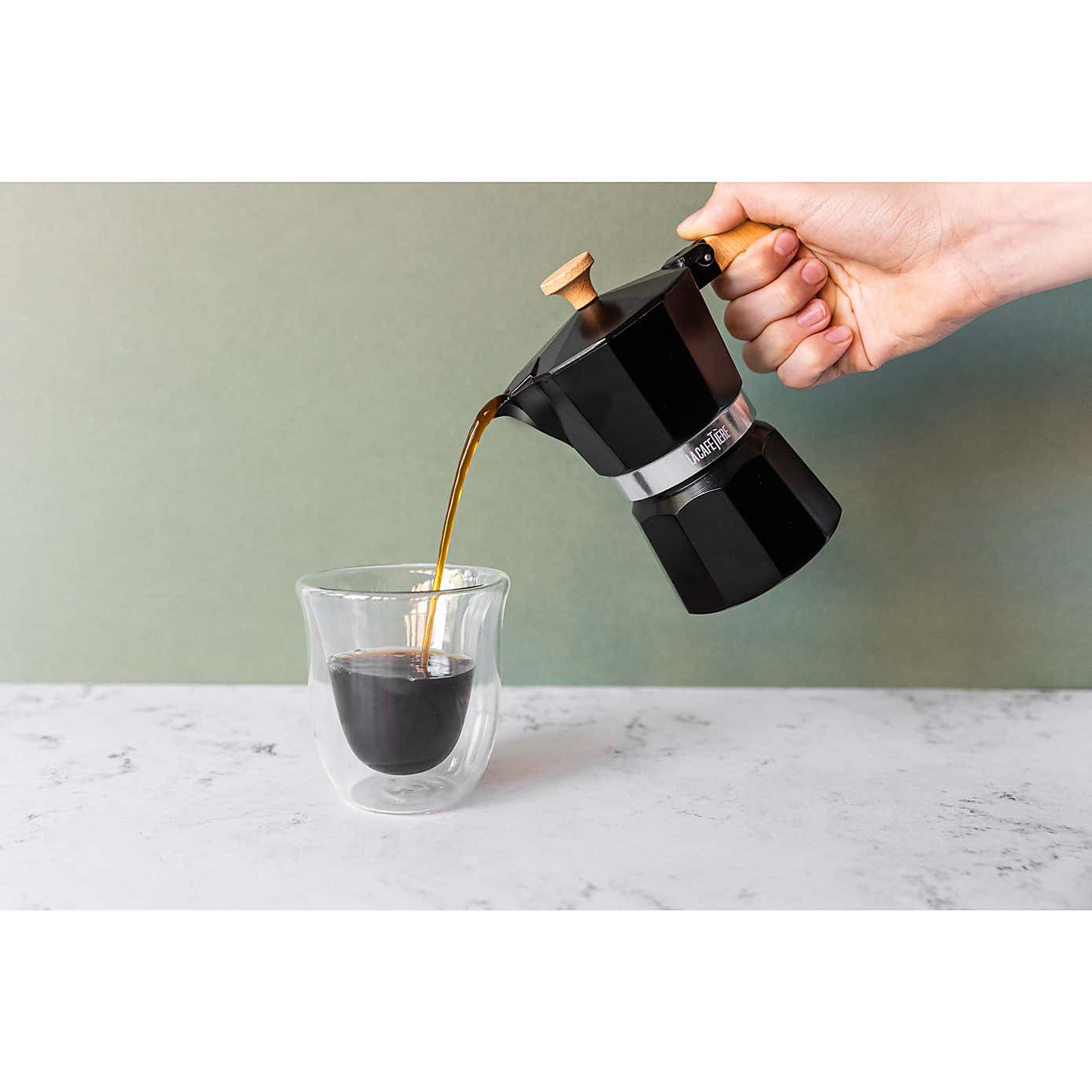 La Cafetiere Venice Alum 3 Cup Black Espresso Cafetiere
