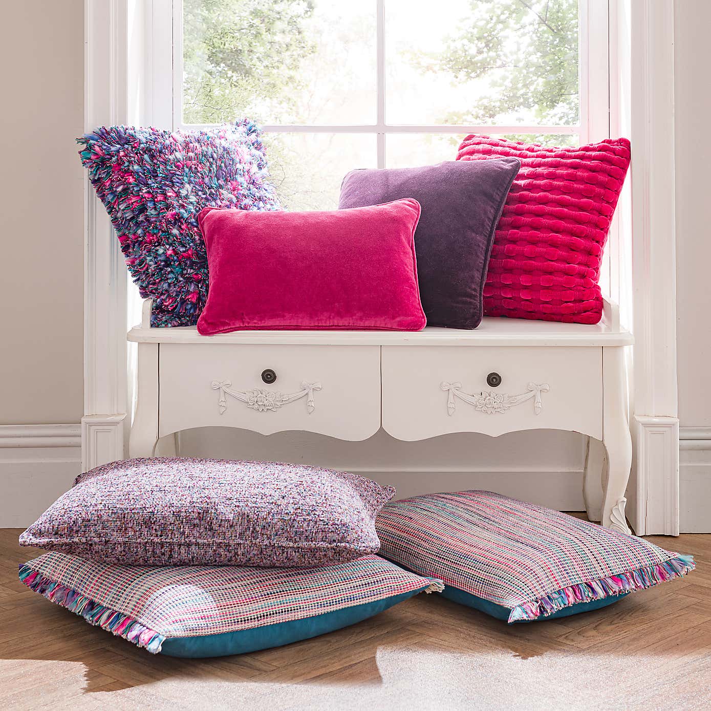 Ava Flat Weave Cotton Square Cushion