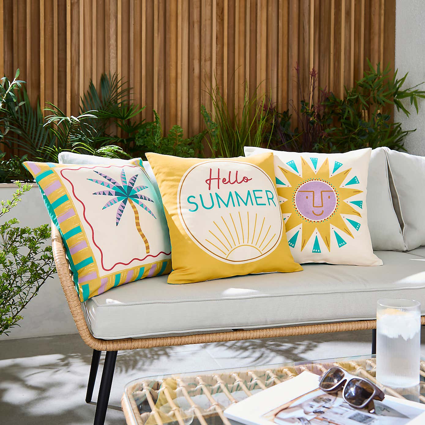 Pack of 3 Sunbeam Outdoor Square Cushion Covers