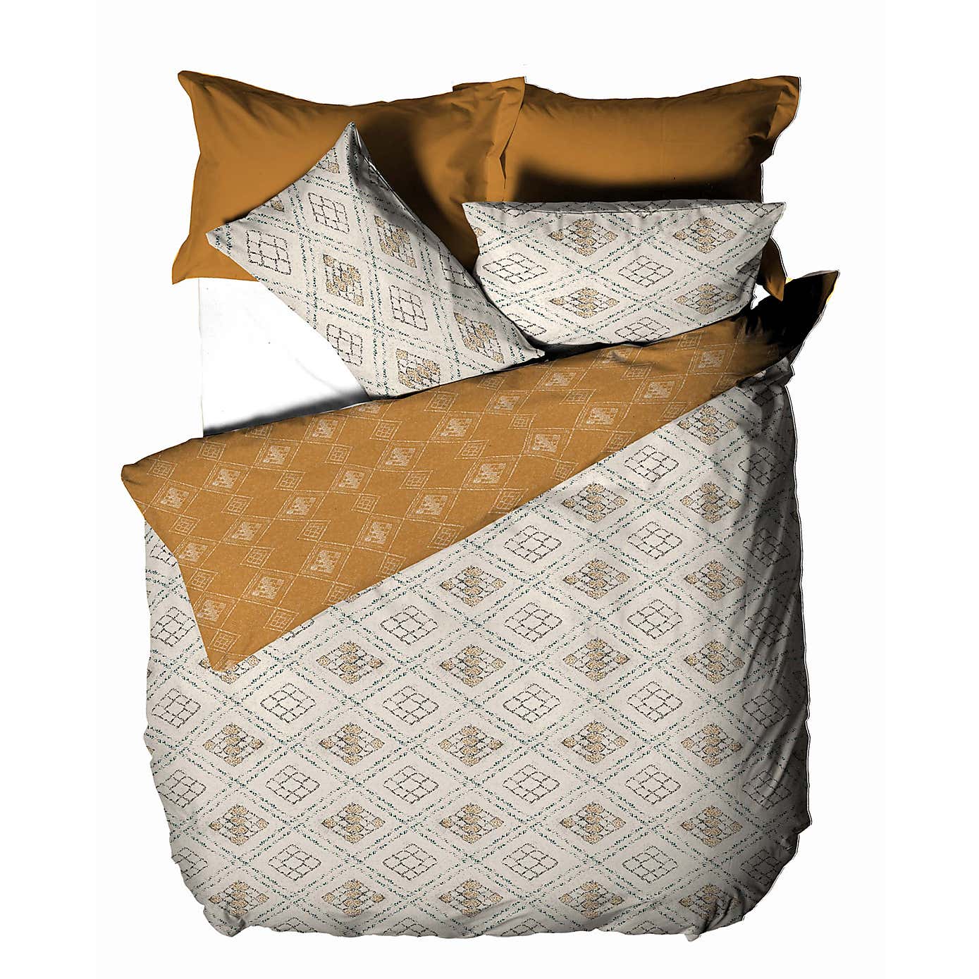 Riva Atlas Ochre 100% Cotton Duvet Cover and Pillowcase Set