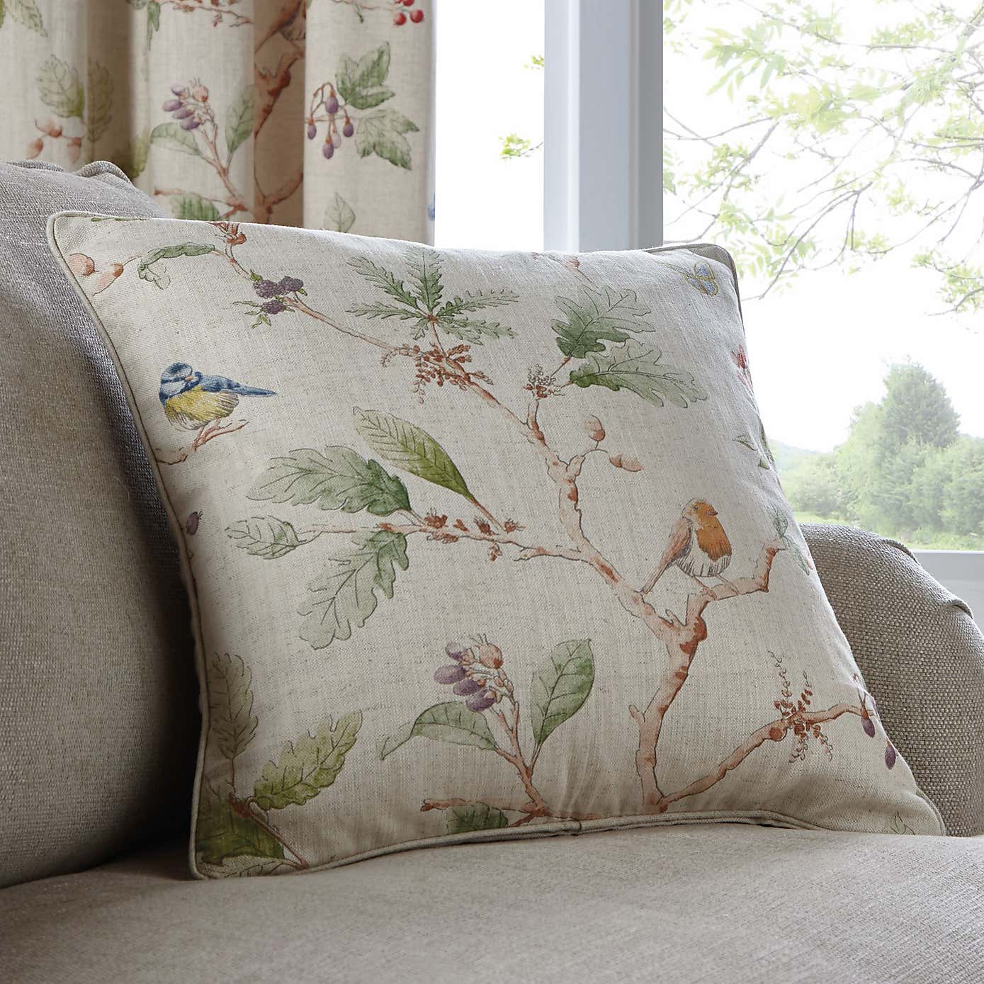 Dorma Woodland Birds Natural Cushion