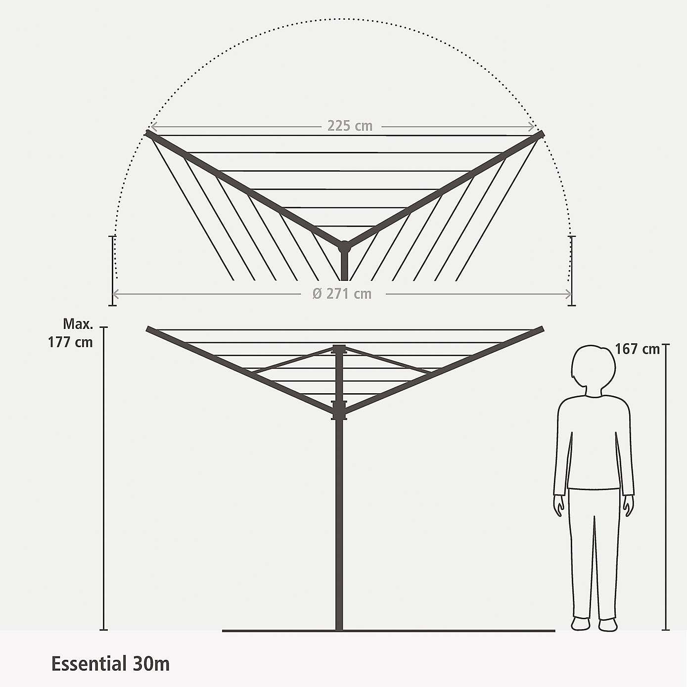 Brabantia 30 Metre 3 Arm Compact Rotary Washing Line
