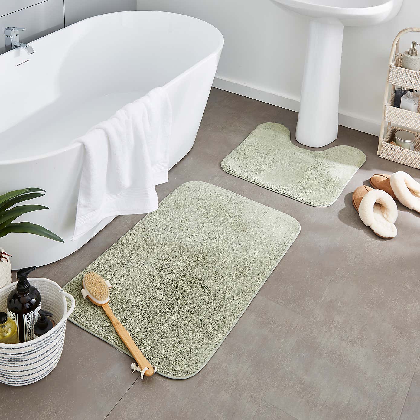 Cotton Anti-Slip Bath & Pedestal Mat Set