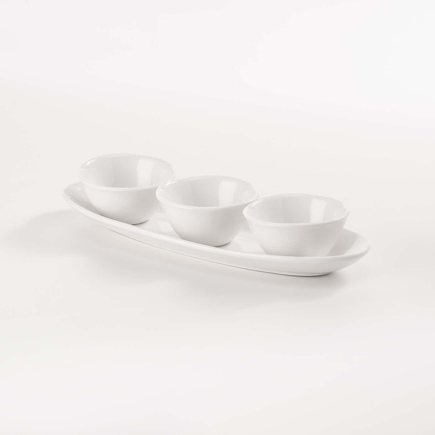 Dover White Tray and Dip Bowls