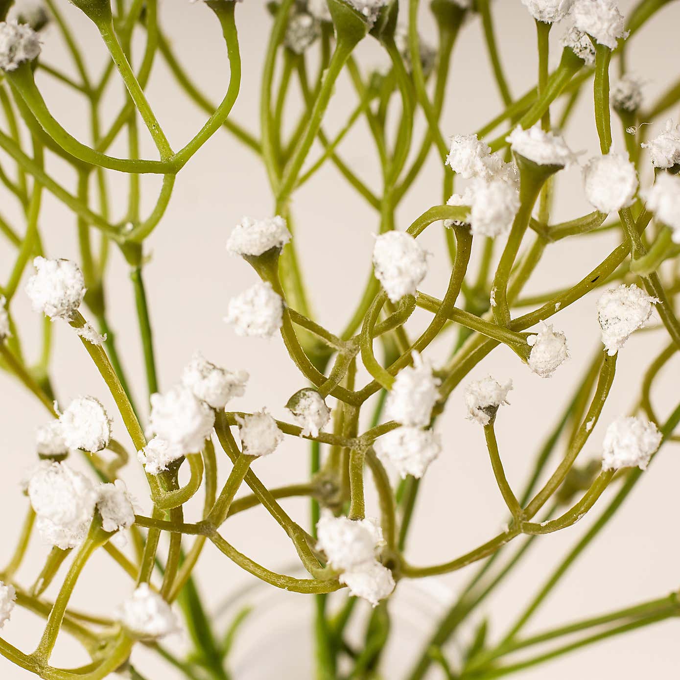 Set of 3 Artificial Gypsophila Bundles in Glass Bottle Vases