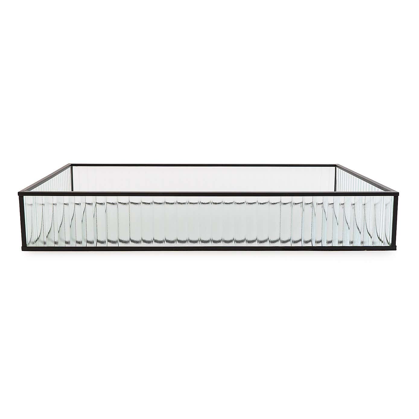 Ribbed Black Edge Glass Tray