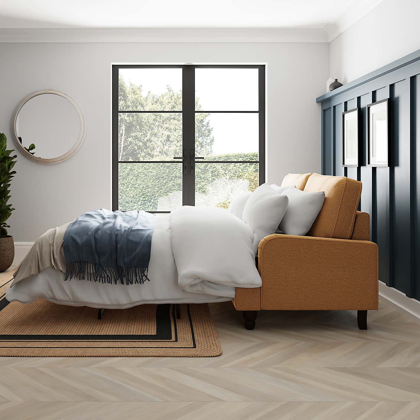 Beatrice Tonal Chenille 3 Seater Double Sofa Bed