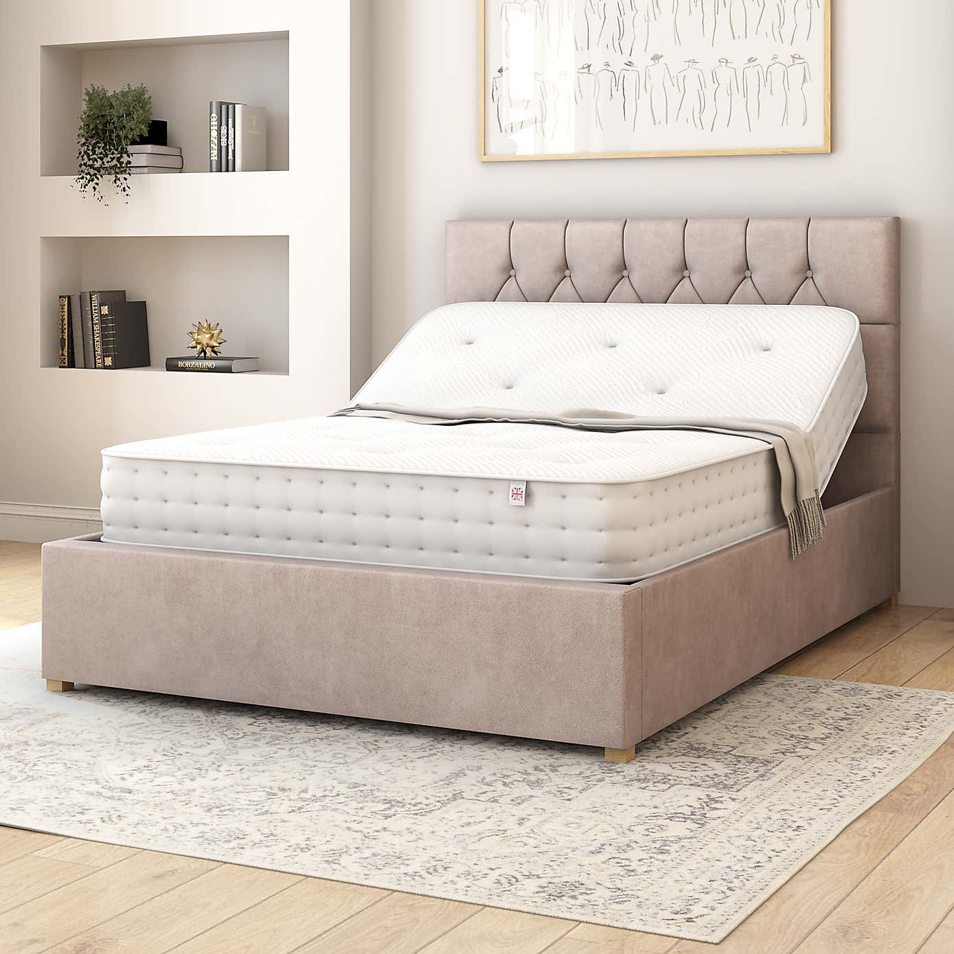 Olivier Plush Velvet Adjustable Bed