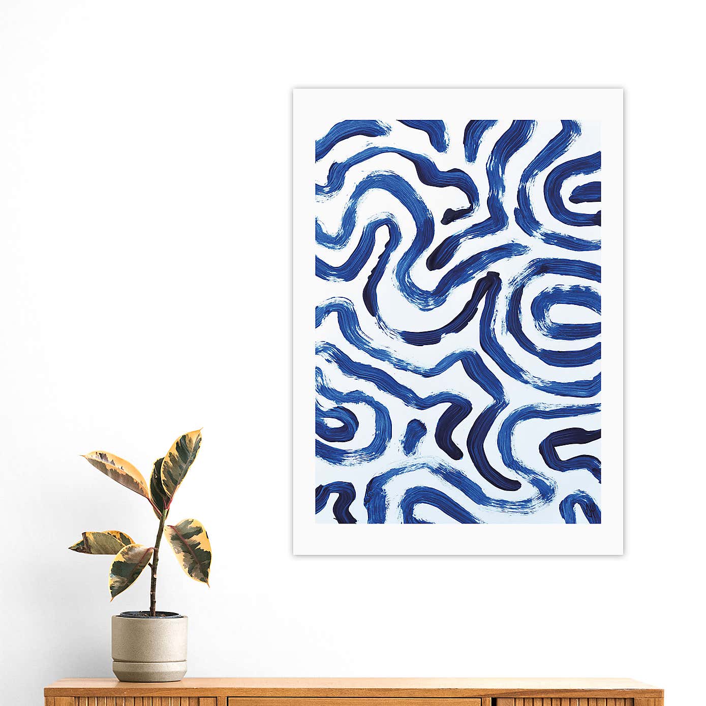 East End Prints Blue Minimal by Dan Hobday Print