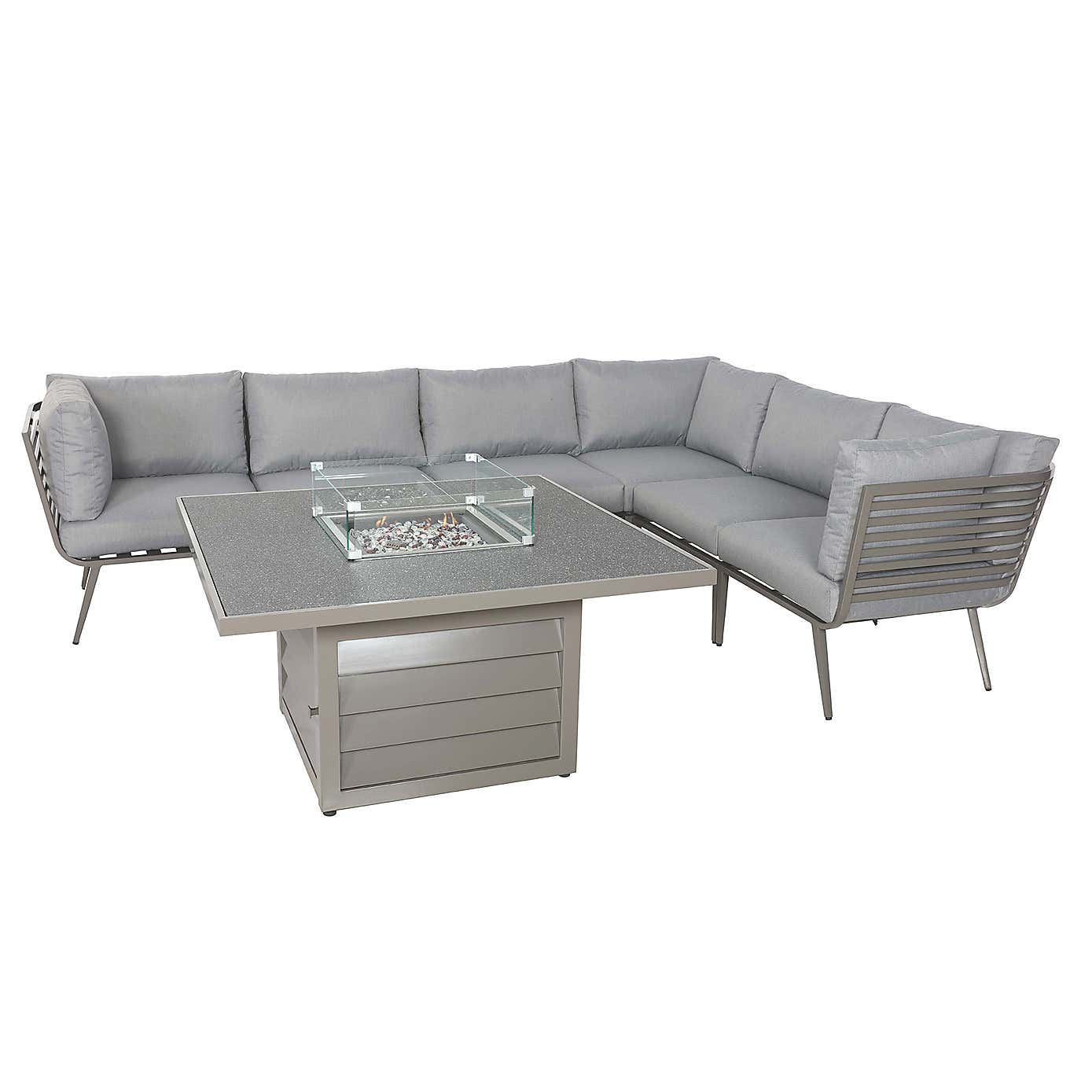 Mayfair 8 Seater 6 Piece Lounge Set with Square Firepit