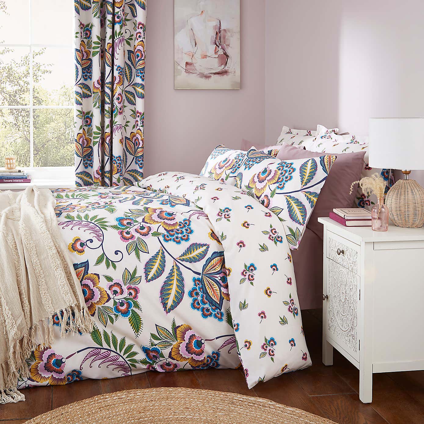 Lucinda Floral Pink Duvet Cover and Pillowcase Set
