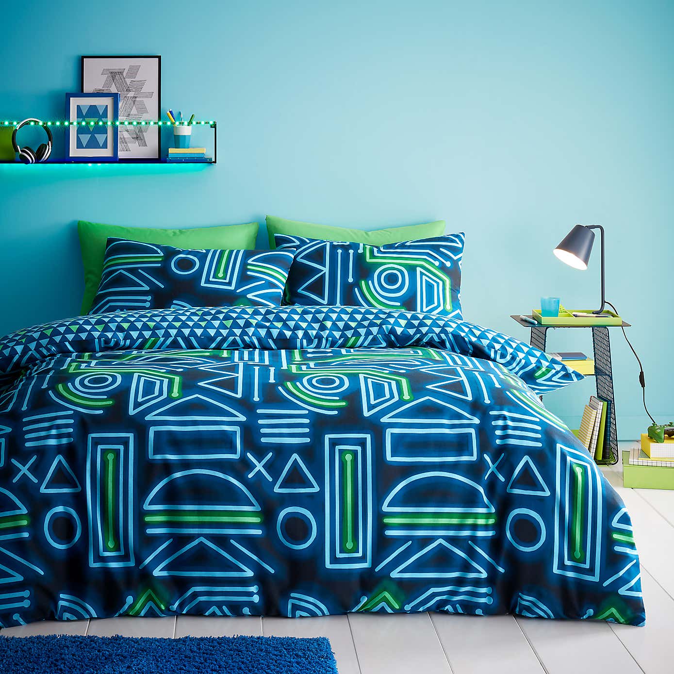 Neon Gamer Reversible Duvet Cover and Pillowcase Set