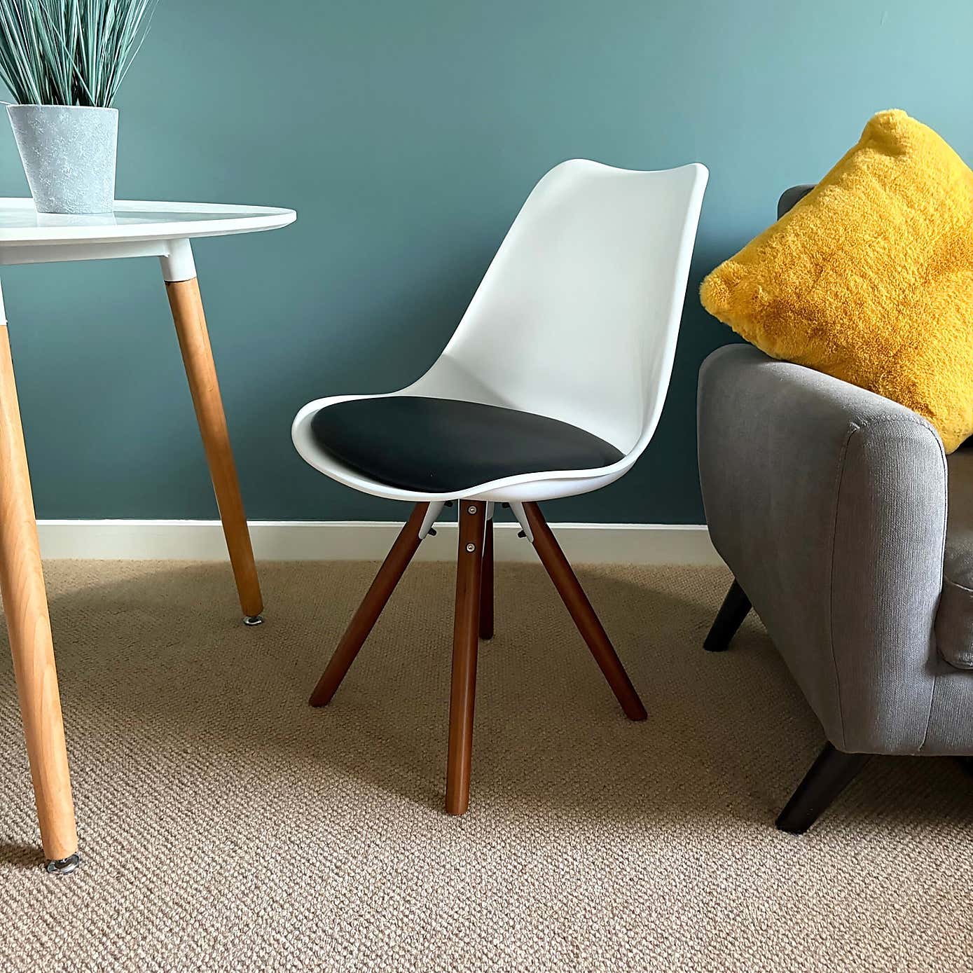 Fusion Living Soho White Plastic Dining Chair with Pyramid Legs