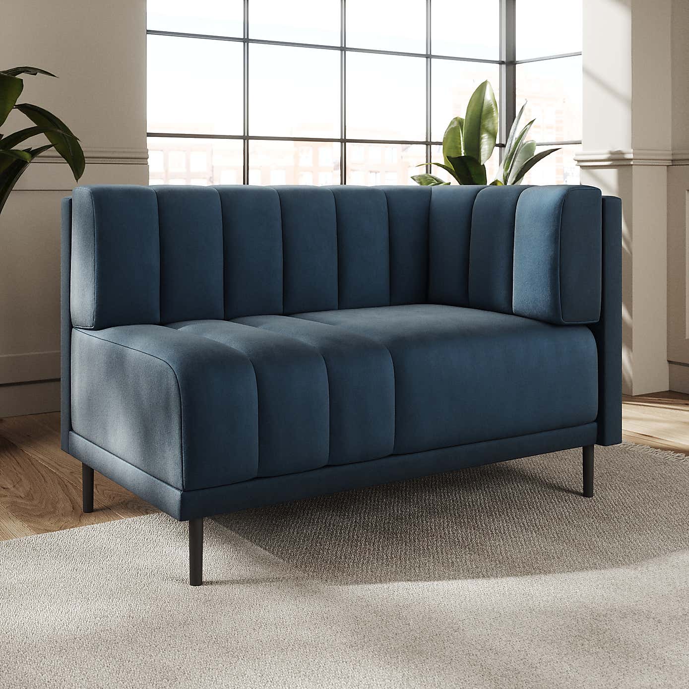 Amali Corner Dining Bench, Matte Plush Velvet