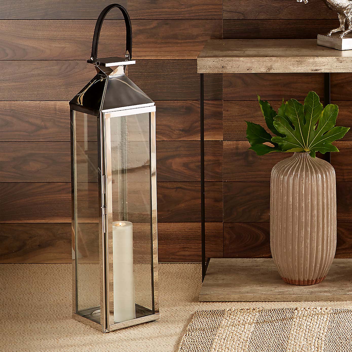 Pacific Lifestyle Stainless Steel Lantern 99cm Nickel