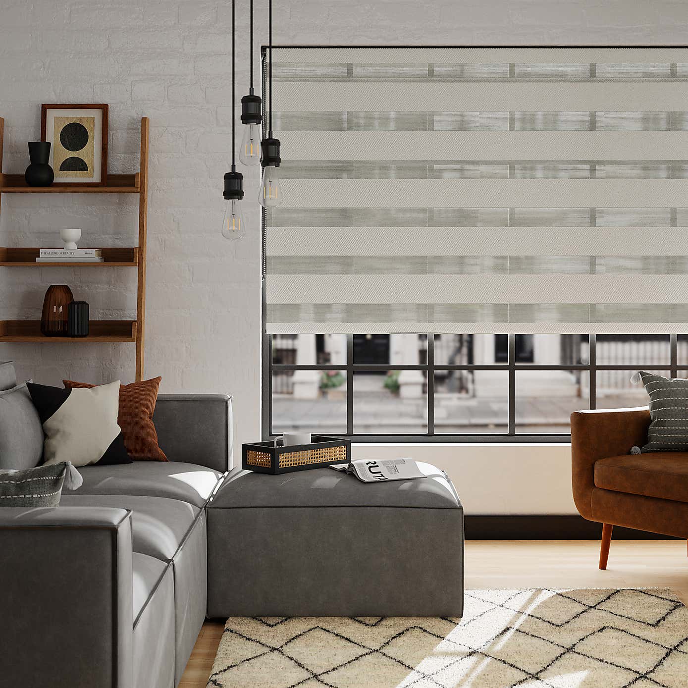 Room Darkening White Day and Night Roller Blind