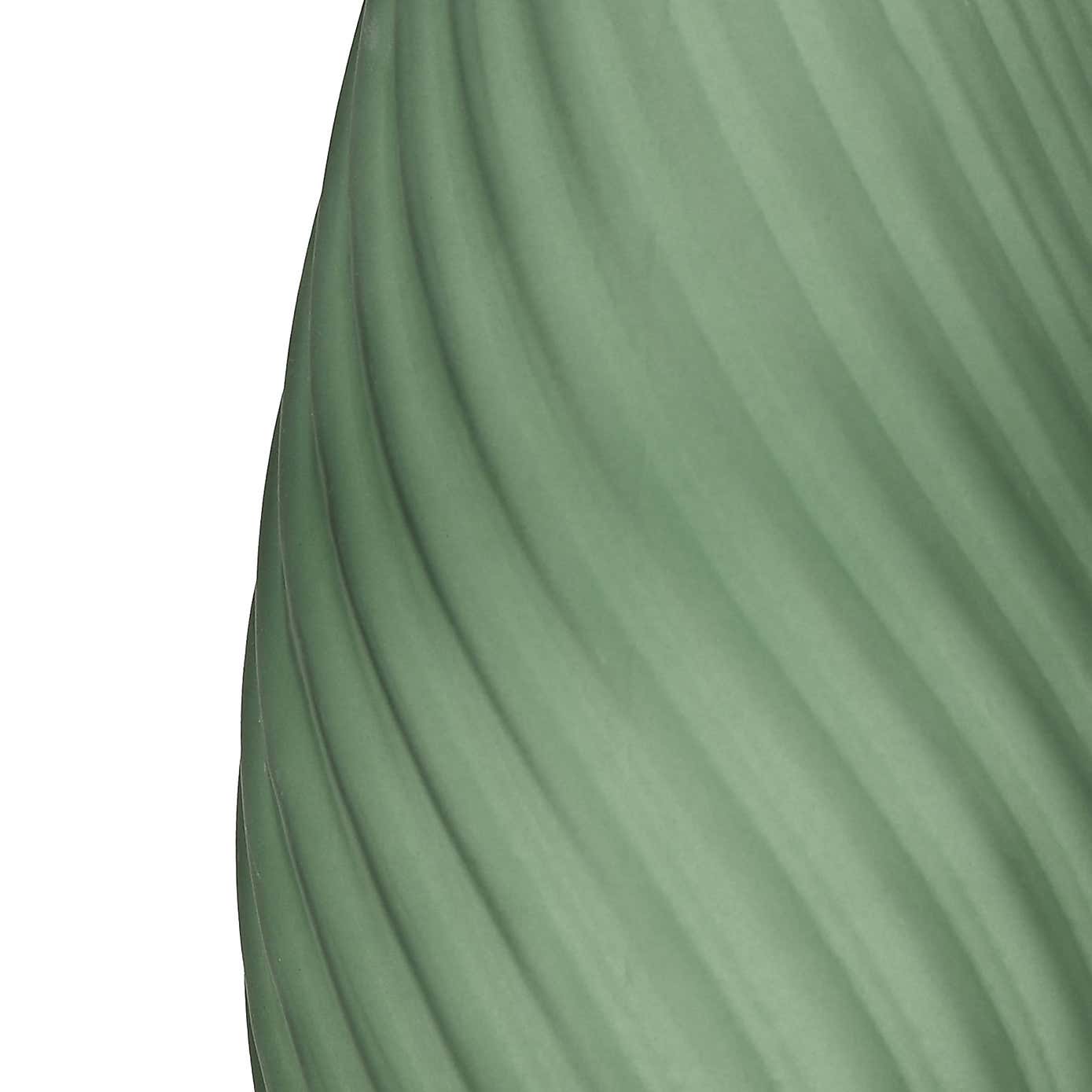 Hestia Ribbed Handmade Glass Green Vase