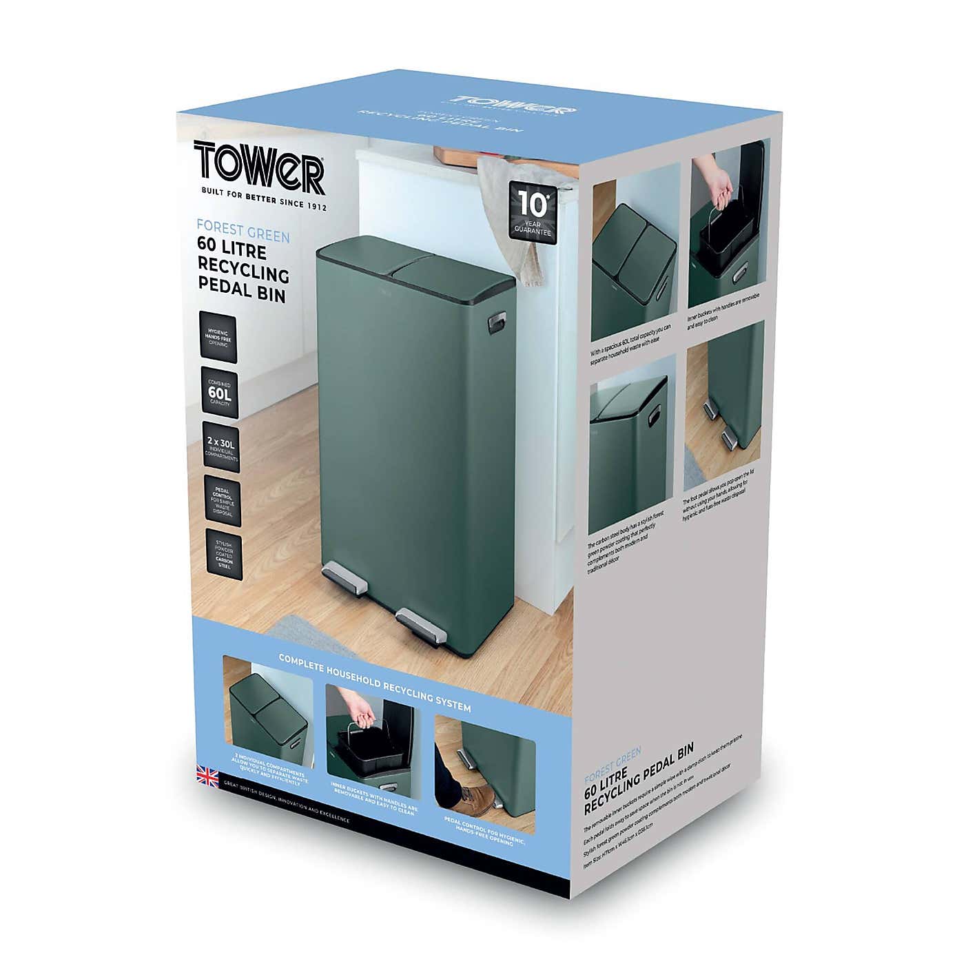 Tower 60L Recycling Pedal Bin