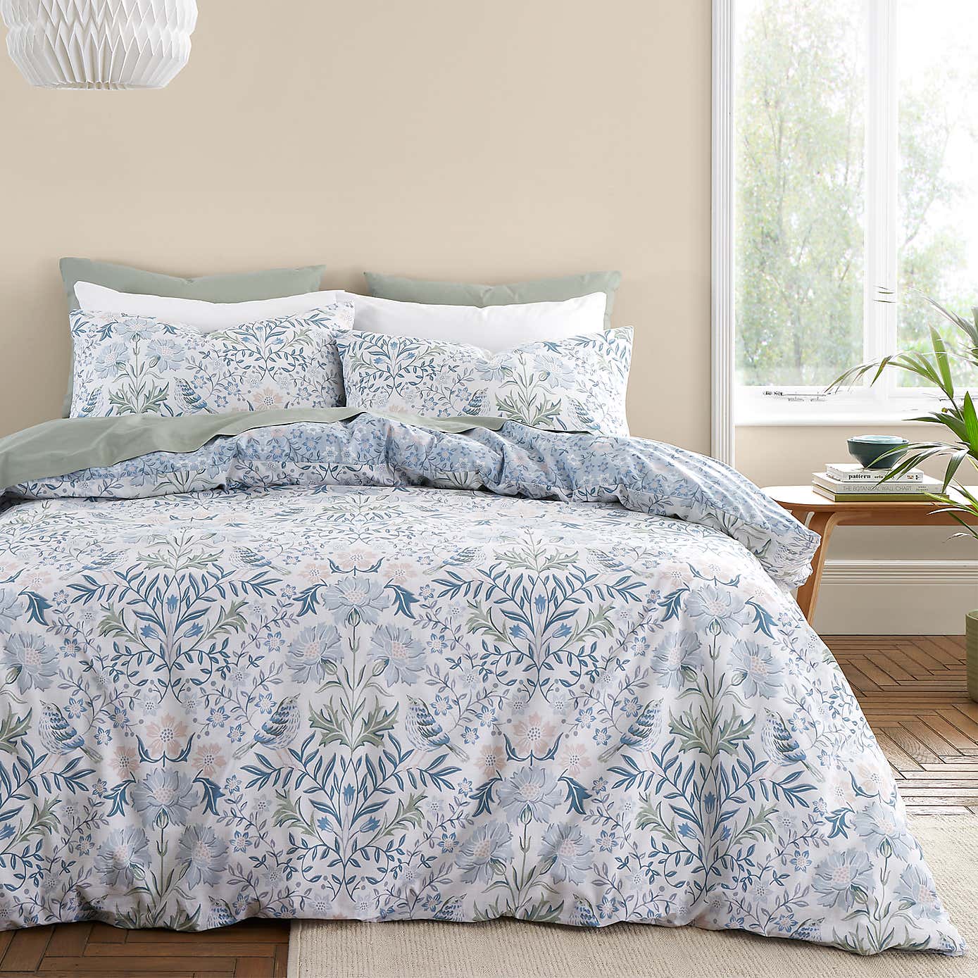 Bianca Hedgerow Hopper 200 Thread Count Cotton Blue Duvet Cover and Pillowcase Set