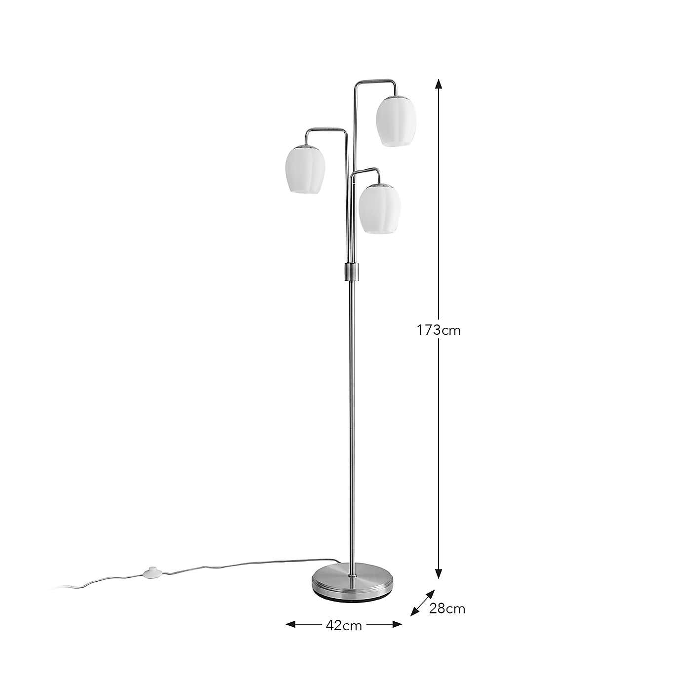 Frosted Tulip 3 Light Ribbed Glass Adjustable Floor Lamp