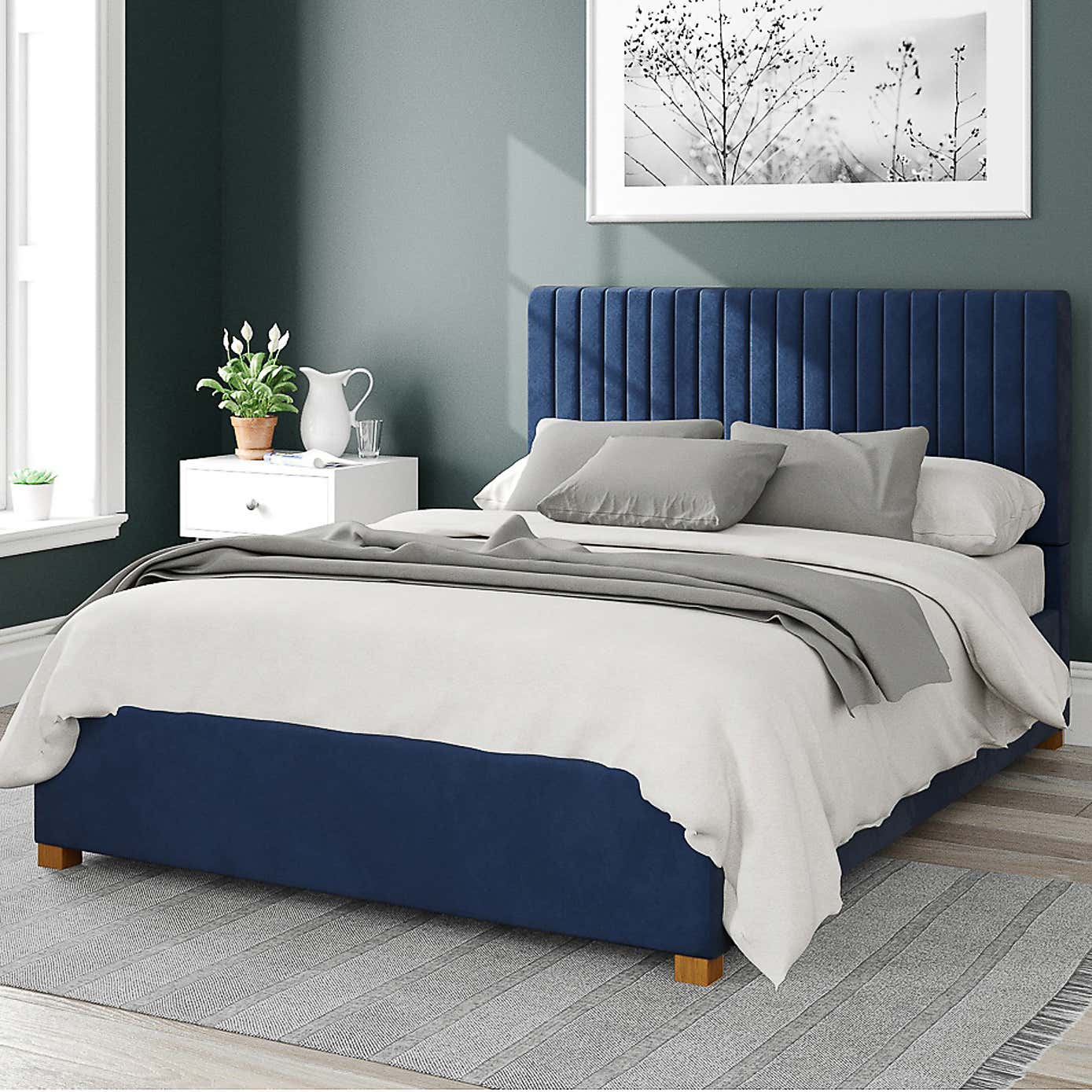 Grant Plush Velvet Ottoman Bed