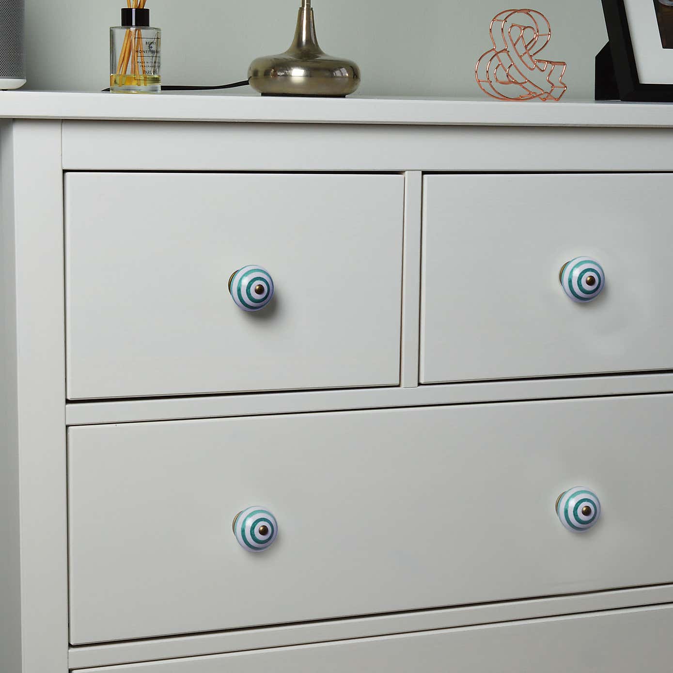 Pack of 6 Nicola Spring Striped Round Drawer Knobs